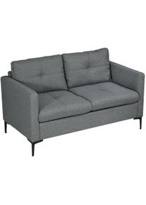 HOMCOM 133cm Loveseat Sofa, Modern Fabric Couch with Steel Legs, Upholstered 2 Seater Sofa for Living Room, Bedroom, Dark Grey | Aosom Ireland