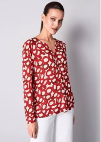 Bluse mit grafischem Dessin in rot / offwhite - Alba Moda