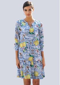 Kleid in sommerlichen Dessin in blau - Alba Moda