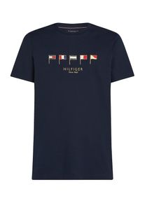 Tommy Hilfiger Heren Shirt donkerblauw / goud / knalrood / wit XXL