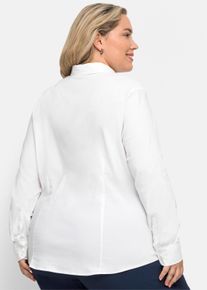 sheego Dames Stretchblouse, licht getailleerd in wit ,maat 52, Witt, 70% Katoen, 27% Polyamide, 3% Elastan