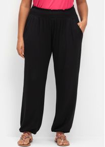 sheego Dames Jerseybroek met elastische boordjes aan de zoom in zwart ,maat 50, Witt, 95% Viscose, 5% Elastan
