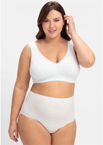 sheego Dames Steunbeha zonder beugel, met brede bandjes in wit ,maat 100B, Witt, 90% Katoen, 6% Elastan, 4% Polyamide