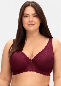 sheego Dames Beugelbeha met kant in wijnrood ,maat 100G, Witt, 85% Polyamide, 15% Elastan