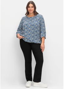 sheego Dames Bootcut-broek met elastische band in zwart ,maat 40, Witt, 98% Katoen, 2% Elastan