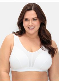 sheego Dames Beha zonder beugel met mesh-inzetten in wit ,maat 100C, Witt, 90% Katoen, 6% Elastan, 4% Polyamide