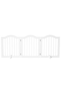 PawHut Wooden Foldable Small Sized Dog Gate Stepover Panel with Support Feet Pet Fence Freestanding Safety Barrier White | Aosom Ireland