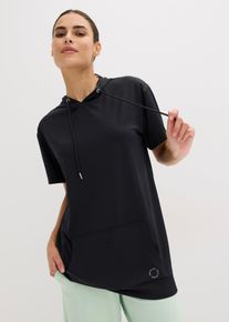 T-shirt de sport oversize avec capuche séchage rapide - noir - taille 50/52 (XL) - bonprix