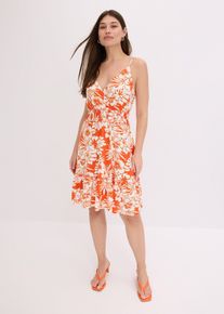 Robe imprimée en viscose à fines bretelles - orange - taille 46/48 (L) - Viscose - bonprix