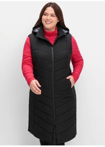 sheego Dames Bodywarmer in lang model, waterafstotend in zwart ,maat 40, Witt, 100% Polyamide. Wattering: 100% Polyester. Zakvoering: 100% Polyester