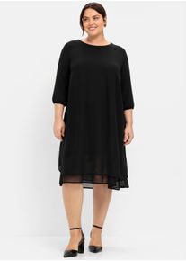 sheego Dames Chiffonjurk in laagjeslook in zwart ,maat 50, Witt, 100% Polyester