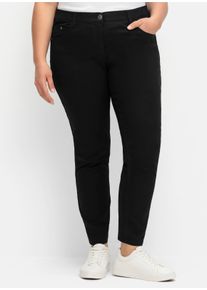 sheego Dames Stretchbroek met elastische band in zwart ,maat 40, Witt, 98% Katoen, 2% Elastan