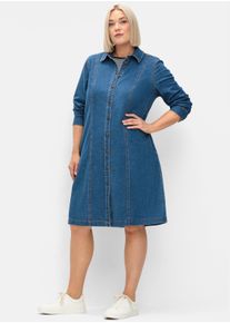 sheego Damen Jeanskleid mit Druckknopfleiste in blue denim ,Größe 50, Witt, 98% Baumwolle, 2% Elasthan