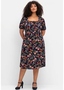 sheego by Joe Browns Dames Jerseyblazer met kleurrijke print rondom in nachtblauw gedessineerd ,maat 50, Witt, 95% Viscose, 5% Elastan