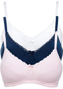 Reggiseno senza ferretto con cotone (pacco da 3), rosa, Taglia 85B, bonprix