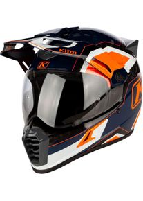 Klim Krios Pro ECE/DOT Rally, casque d aventure , couleur: Bleu Foncé/Noir/Blanc/Orange , taille: S