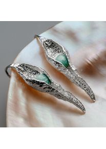 Holzkern Earrings Silver and Amazonite
