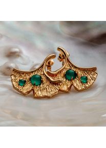 Holzkern Earrings Gold and Chalcedony