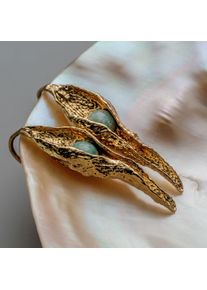 Holzkern Earrings Gold and Amazonite