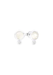Tamara Comolli Bouton earrings - E-BOU-MOSA-CL-WG - in 750 white gold with 2 moonstones and 2 diamonds (2 x 0,1 carat)