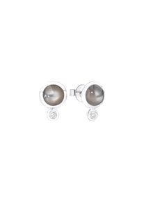Tamara Comolli Bouton earrings - E-BOU-MOGR-CL-WG - in 750 white gold with 2 moonstones and 2 diamonds (2 x 0,1 carat)