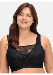 sheego Dames Beha zonder beugel met kantinzet in zwart ,maat 100E, Witt, 85% Polyamide, 15% Elastan