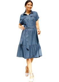 Damska Džínsové šaty, odstrániteľná viazačka vyšúchaná modrá veľkosť 56