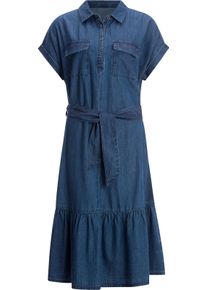 Damen Jeanskleid mit abnehmbarem Bindegürtel blue-stone-washed Größe 46