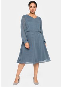 sheego Dames Chiffonjurk met 3D-effect in staalblauw ,maat 40, Witt, 100% Polyester