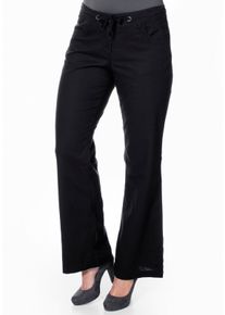 sheego Dames Bootcut broek met linnen in zwart ,maat 46, Witt, 55% Linnen, 45% Katoen