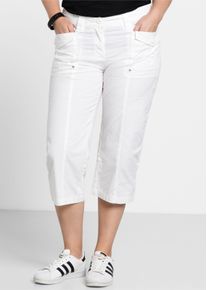 sheego Damen 3/4-Hose mit Krempelfunktion in weiß ,Größe 40, Witt, 97% Baumwolle, 3% Elasthan
