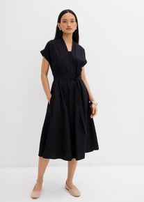 Wijd gesneden Kaftan jurk - zwart - maat 36 - met katoen - bonprix