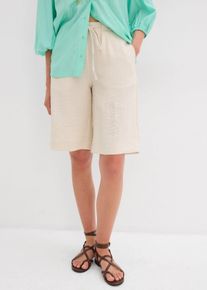 Bermuda aus flie&szlig;endem Viskose-Mix, beige, Gr&ouml;&szlig;e 48, Viskose, bonprix