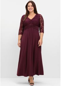 sheego Dames Avondjurk met bovenstuk van kant in bordeaux ,maat 48, Witt, 95% Polyester, 5% Elastan. Kant: 100% Polyamide