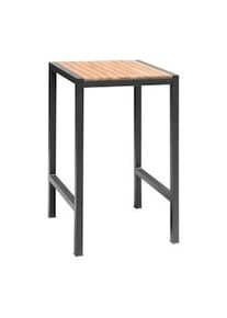 Mesa alta quadrada 60x60cm de aço e madeira Bolero DS155