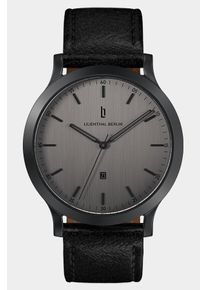 Men's Watch - Black - Surgical steel case, Sapphire-hardened mineral glass, Leather Strap - 40mm , Quartz Movement - Lilienthal Berlin