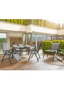 SIEGER Garten-Relaxsessel , Anthrazit, Silberfarben , Metall, Textil , 62x109x95 cm , klappbar , Gartenmöbel, Gartenliegen, Liegestühle