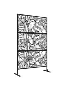 Outsunny Decorative Outdoor Privacy Screen Panel Black with Leaf Pattern in Metal - 122 x 45 x 198 cm, black | Aosom Ireland