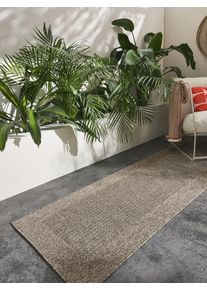 Tapis poil ras de couloir extérieur & intérieur Naoto Beige 80x240 cm - Tapis poil court design moderne pour salon
