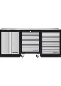 Kraftwerk, Werkstattschrank, Mobilio 3er Kombi mit Werkstattwagen, Edelstahl, Flügeltür (45.80 cm, 91 cm)