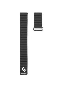 Connect 20mm Flat head Leather - Silicone Loop Magnetic Strap (130mm M/L) (Leder), Uhrenarmband, Schwarz