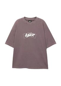 Pull&Bear Pull&Bear Koszulka 'STWD' dla mężczyzn jagoda / biały Rozmiar XS
