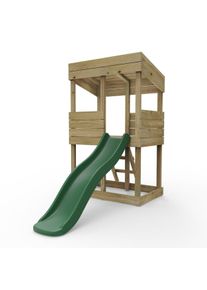 REBO Wooden Lookout Tower Playhouse with 6ft Slide - Standard Lookout