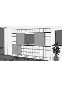 Pickawood Meuble sur mesure avec espace TV et portes coulissantes Mélaminé premium