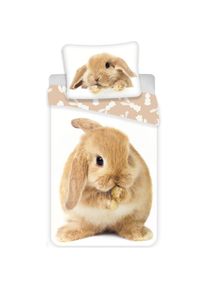 Tinisu, Kinderbettwäsche, Häschen Hase Bettwäsche - 140x200 cm weiche Baumwolle Kissen und Decke