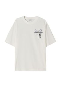 Bershka Koszulka dla mężczyzn kobalt niebieski / czarny / offwhite Rozmiar XS