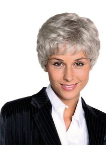 Dames Pruik Sophia in lichtgrijs ,maat 0, WITT, 100% Overig