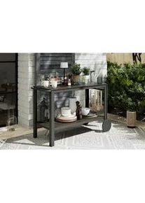 Ambia Garden Garten-Servierwagen , Schwarz , Metall, Kunststoff , Holzoptik , rechteckig , eckig , 45x74x105 cm , Gartenmöbel, Gartentische, Garten-Beistelltische
