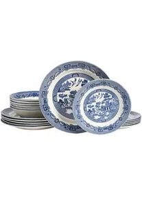 Creatable Tafelservice , Blau, Weiß , Keramik , 18-teilig , 30x32x31 cm , stapelbar , Geschirr, Geschirrsets, Tafelservice