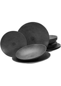 Creatable Tafelservice , Anthrazit , Keramik , 12-teilig , 30x31x34 cm , Geschirr, Geschirrsets, Tafelservice
